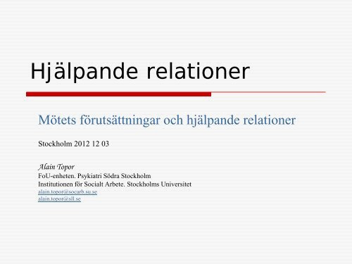 Alain Topor powerpoint - Psykiatri Södra Stockholm