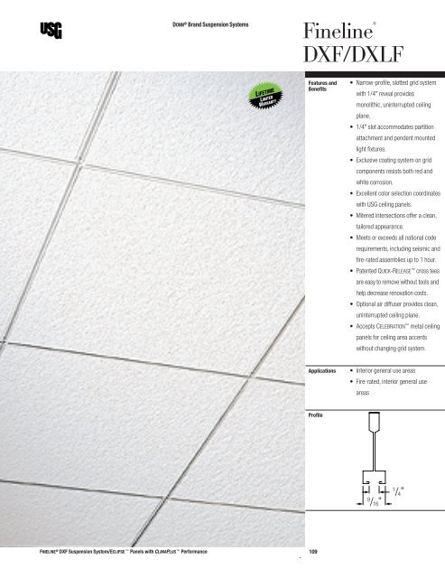 Fineline Dxf Dxlf Donn Brand Suspension Systems Narrow