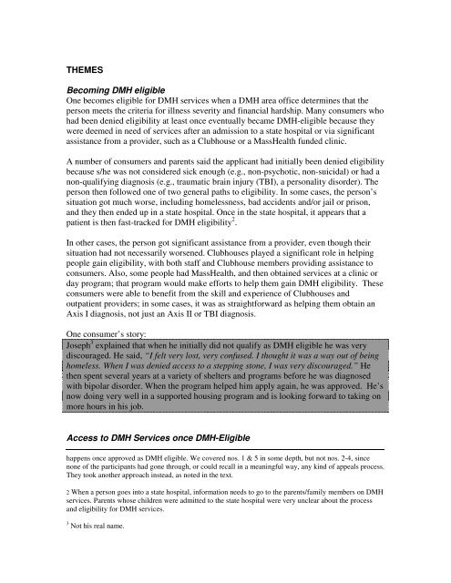 Eligibility/Access Focus Group Report - Consumer Quality Initiatives
