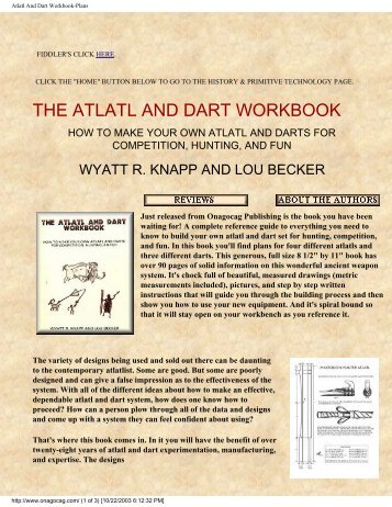 Atlatl And Dart Workbook-Plans - Pole Shift Survival Information