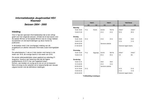 Informatieboekje Jeugdvoetbal HSV Wasmeer Seizoen 2004 - 2005