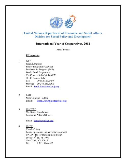 United Nations Department of Economic and Social Affairs Division ...