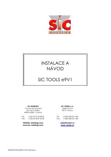 INSTALACE A NÃVOD SIC TOOLS e9V1 - SIC-Venim s.r.o.