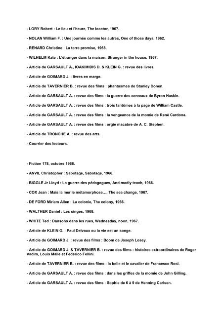 FICTION INDEX - IDES et Autres