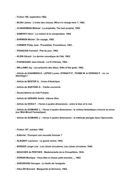 FICTION INDEX - IDES et Autres