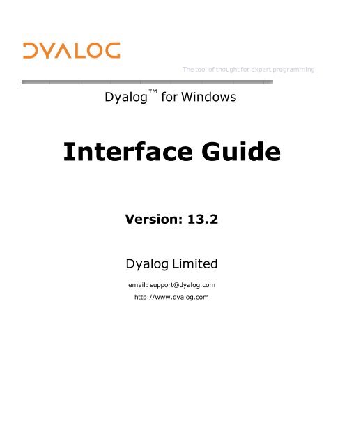 Dyalog APL Interface Guide Version 13.2 - Dyalog Limited