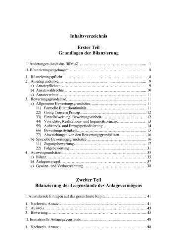 Inhaltsverzeichnis Erster Teil Grundlagen der Bilanzierung Zweiter ...