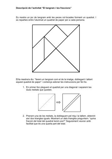 DescripciÃ³ de l'activitat âEl tangram i les fraccionsâ Es mostra un joc ...