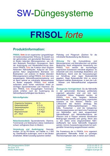 Produktinfo FRISOL forte - SW-Düngesysteme GmbH