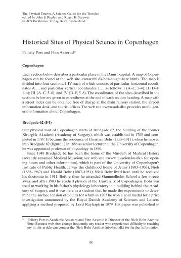 Historical Sites of Physical Science in Copenhagen