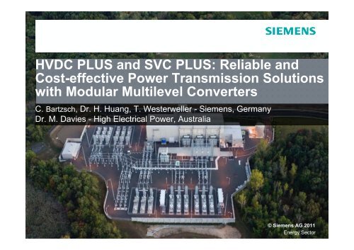 HVDC PLUS and SVC PLUS: Reliable and Cost-effective ... - Siemens