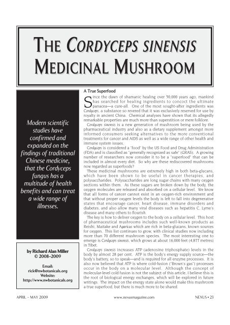 the cordyceps sinensis medicinal mushroom - Nexus Magazine