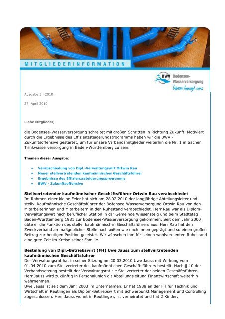 Mitgliederrundschreiben 3/2010 - Zweckverband Bodensee ...