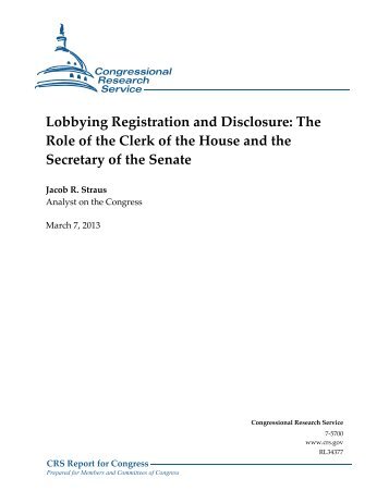 Lobbying Registration and Disclosure: The Role of ... - MSPB Watch