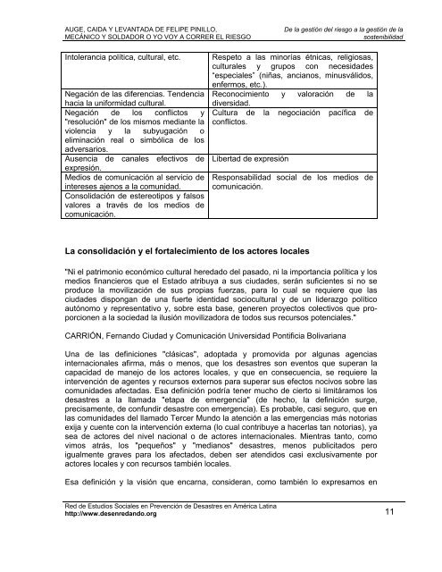 de la gestiÃƒÂ³n del riesgo a la gestiÃƒÂ³n de la sostenibilidad - La RED