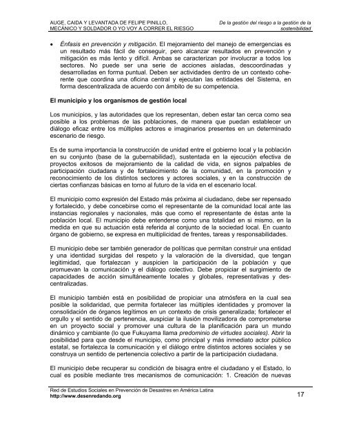 de la gestiÃƒÂ³n del riesgo a la gestiÃƒÂ³n de la sostenibilidad - La RED