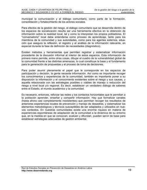 de la gestiÃƒÂ³n del riesgo a la gestiÃƒÂ³n de la sostenibilidad - La RED