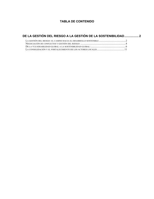 de la gestiÃƒÂ³n del riesgo a la gestiÃƒÂ³n de la sostenibilidad - La RED