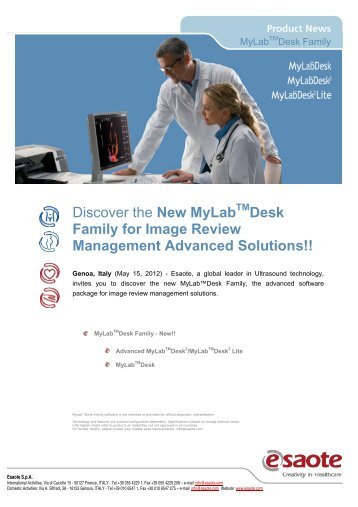 New MyLab TM Desk Family for Image Review Management - Esaote