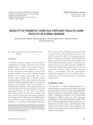 quality of diabetic care in a tertiary health care facility in ilorin, nigeria