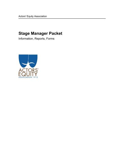 AEA Stage Manager Packet - Actors