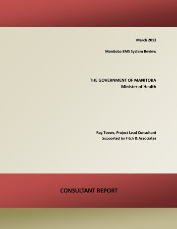 CONSULTANT REPORT - Government of Manitoba