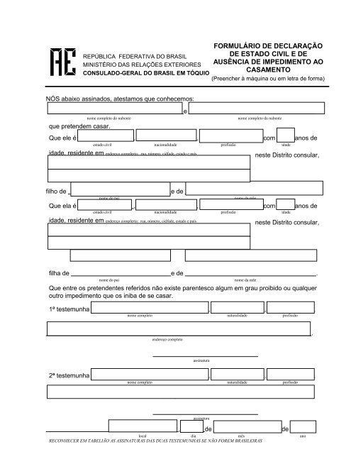 formulÃ¡rio de declaraÃ§Ã£o de estado civil e de ausÃªncia de ...