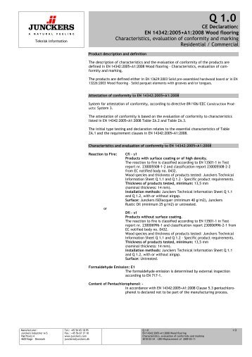 CE Declaration: EN 14342:2005+A1:2008 Wood flooring ... - Stark