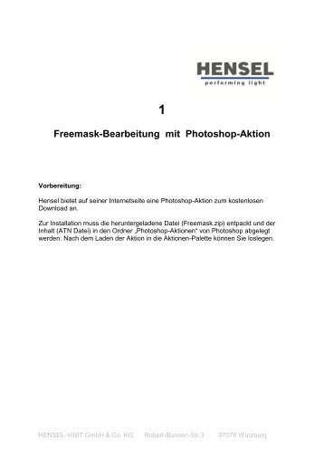 1 Freemask-Bearbeitung mit Photoshop-Aktion - Hensel