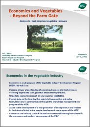 Economics and Vegetables - Beyond the Farm Gate