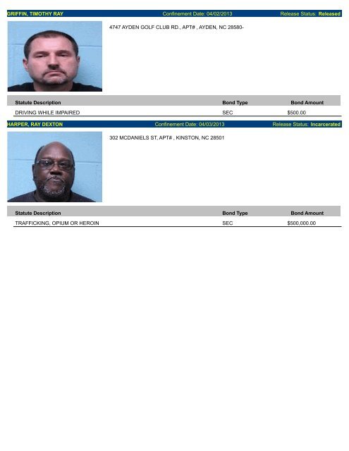 Updated April 5: Mugshots of people arrested in Lenoir County