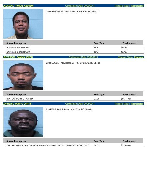 Updated April 5: Mugshots of people arrested in Lenoir County