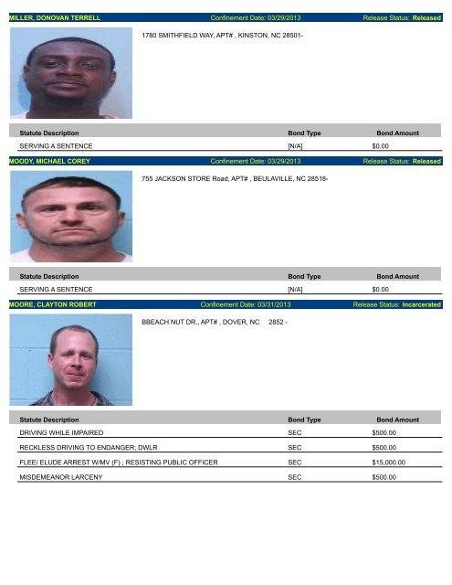Updated April 5: Mugshots of people arrested in Lenoir County
