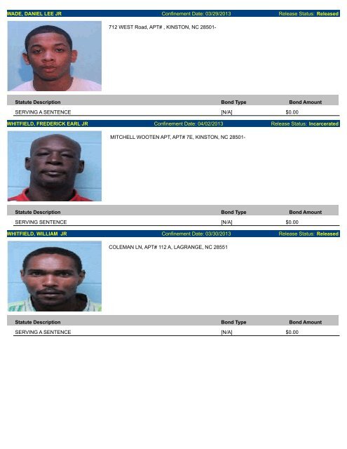 Updated April 5: Mugshots of people arrested in Lenoir County