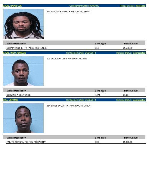 Updated April 5: Mugshots of people arrested in Lenoir County