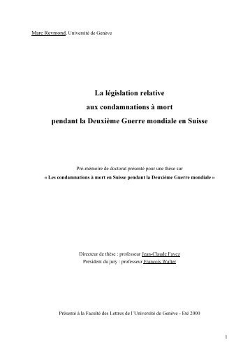 La législation relative aux condamnations à mort ... - Marc Reymond