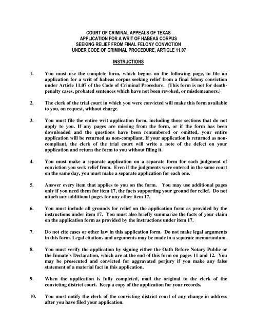 Writ Of Habeas Corpus Cover Form The Innocence Project Writ Of Habeas Corpus Cover Form The Innocence Project