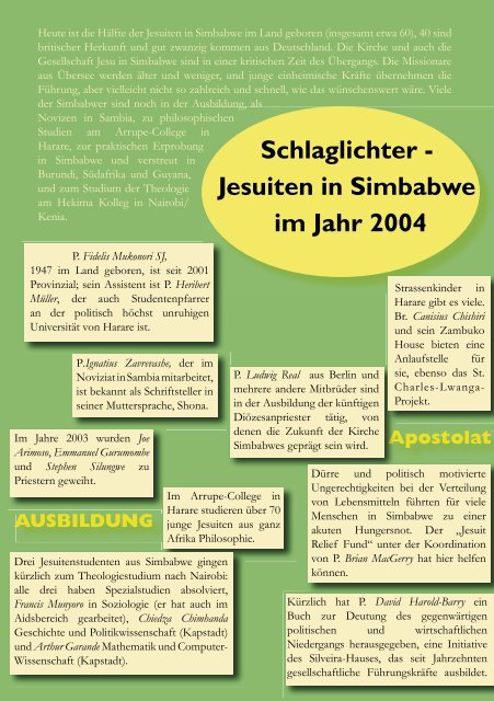 Leben fÃ¼r Simbabwe - Jesuitenmission