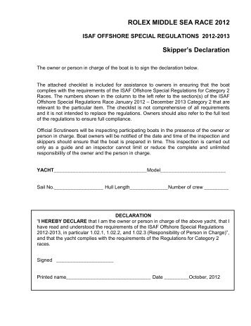 RMSR 2012 OSR Skippers Declaration + checklist - Rolex Middle ...