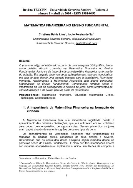 A MatemÃ¡tica Financeira no Ensino Fundamental - A Magia da ...