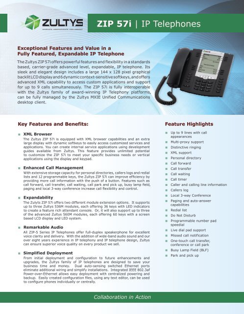 Zip 57i Ip Telephones Zultys Inc Zip 57i Ip Telephones Zultys Inc