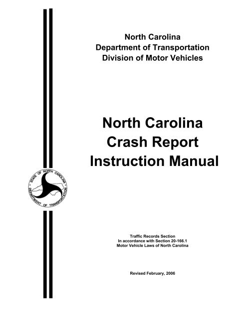 North Carolina Crash Report Instruction Manual - NHTSA