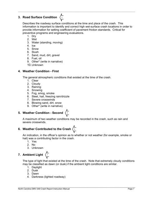 North Carolina Crash Report Instruction Manual - NHTSA