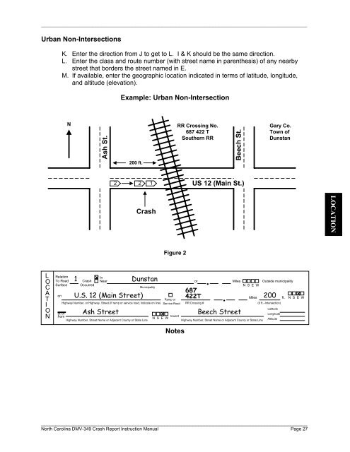 North Carolina Crash Report Instruction Manual - NHTSA