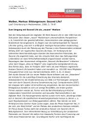 Walber, Markus: Bildungsraum: Second Life?