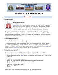 PATIENT EDUCATION HANDOUTS Pneumonia