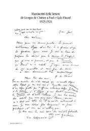 Manoscritti delle lettere di Giorgio de Chirico a Paul e Gala Eluard ...