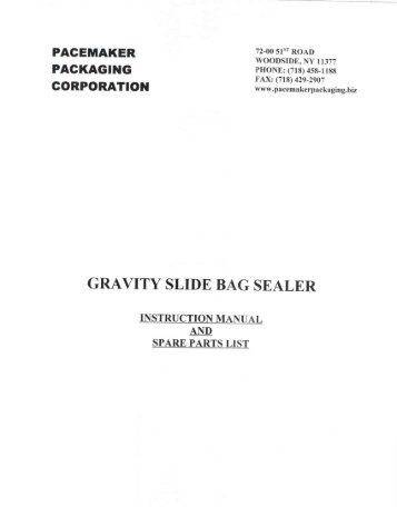 Pacemaker Series 600 Drop Sealer Manual