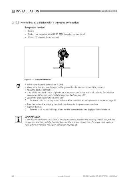 Krohne OPTIFLEX 1300 C Level Meter Quickstart Guide ... - Instrumart