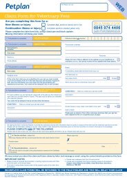 Claim Form for Veterinary Fees - Petplan